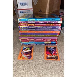lot of 13 goosebumps‎ books RL Stine with 2 trading cards